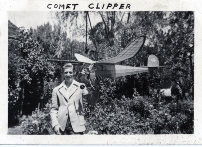 Marty holding his Comet Clipper plane