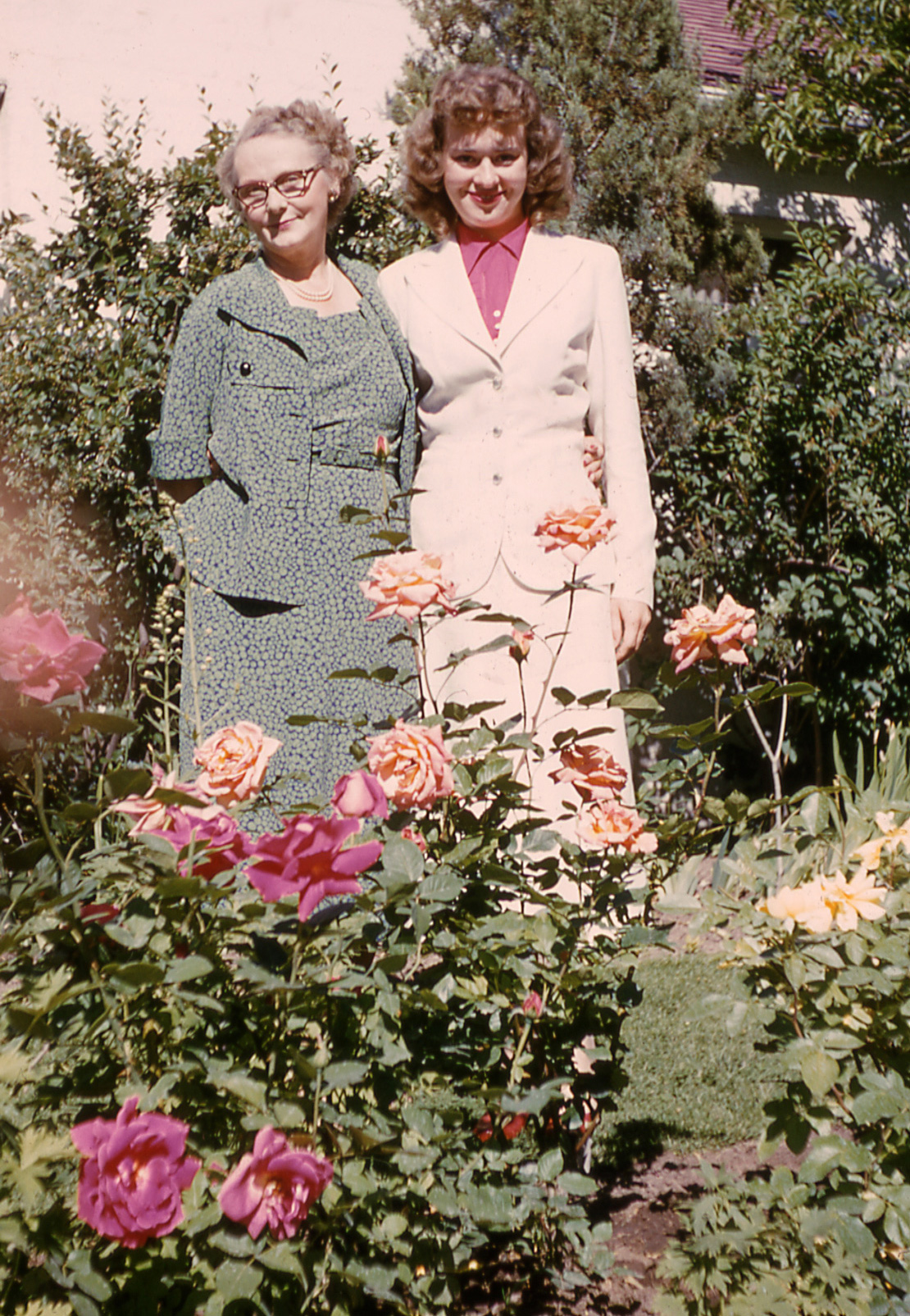 Mim & Peggy in the rose garden
