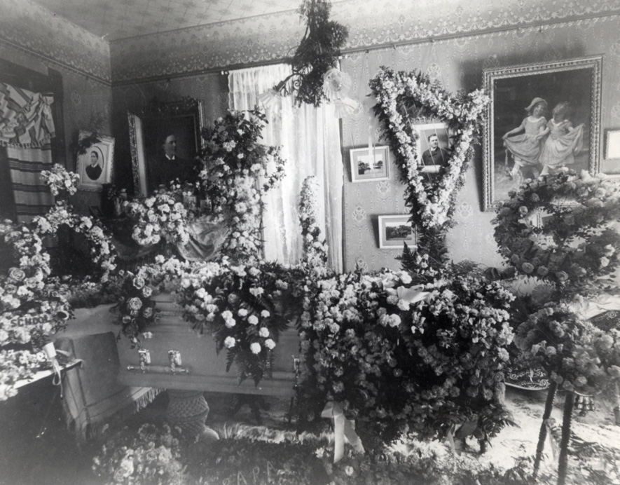 Andrew Brixen's casket and flowers. 